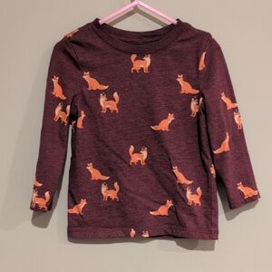 Cat & Jack Toddler Girl Long Sleeve Shirt With Fox Print - 2T